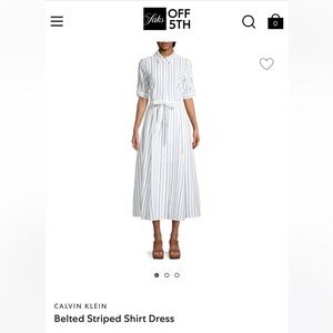 Calvin Klein White Striped Shirt Dress